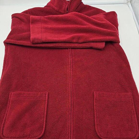 LL Bean Women’s Winter‎ Fleece Robe Grandma Country warm Zip Front Red Size M - Picture 5 of 10